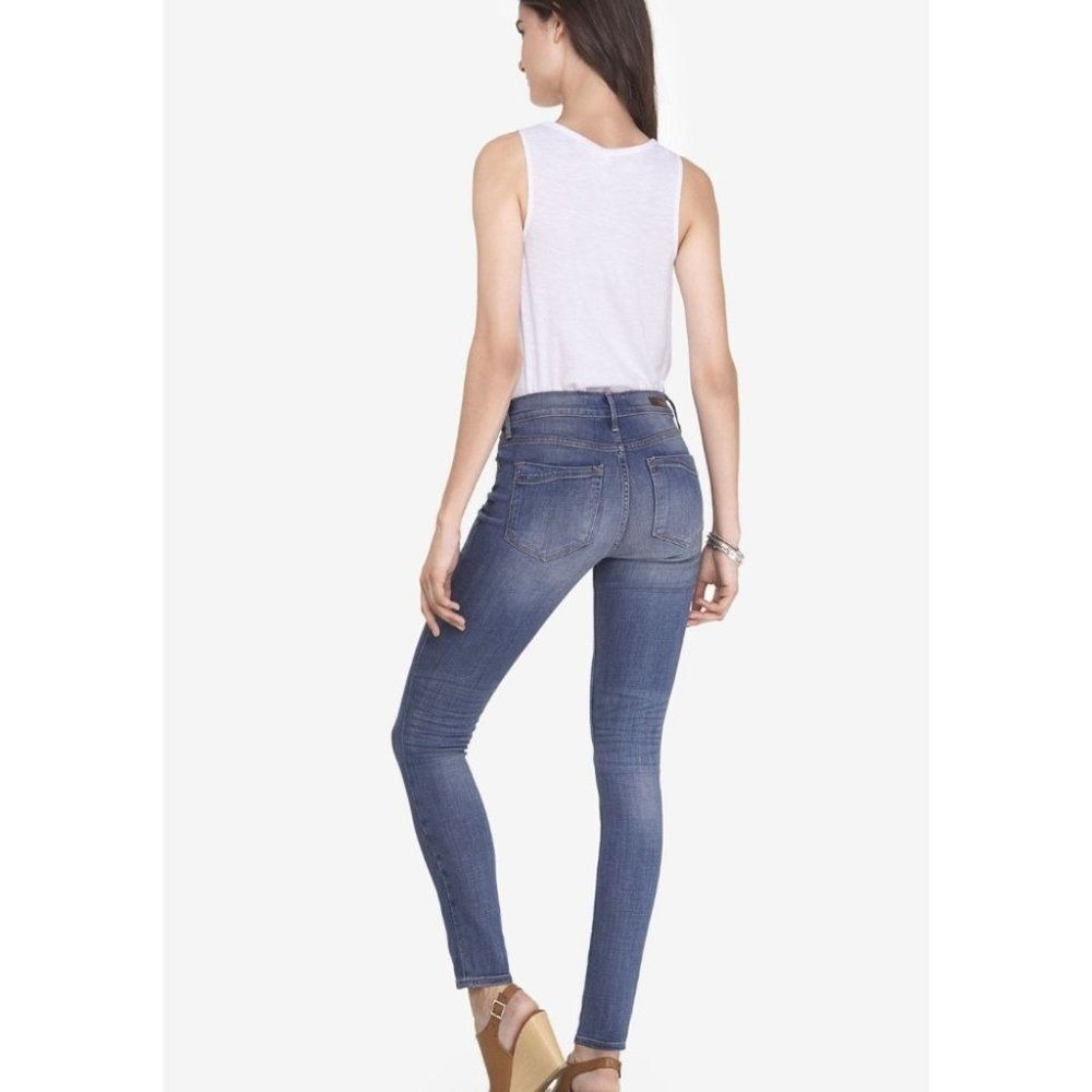 Express Mid Rise Skinny‎ Leg Medium Wash Denim Jeans Blue 5-Pocket Slim Fit